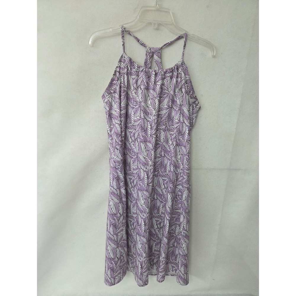 Eddie Bauer Purple Leaf Print Strappy Racerback Dress Womens Medium ELD4213T